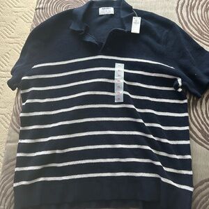 Old Navy Navy and White Striped Polo Shirt